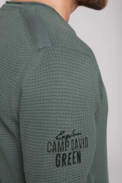 Cheap CAMP DAVID & SOCCX Pullover mit V-Ausschnitt und Artworks deep forest deepforest