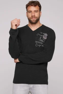 Store CAMP DAVID & SOCCX Pullover mit V-Ausschnitt und Artworks black