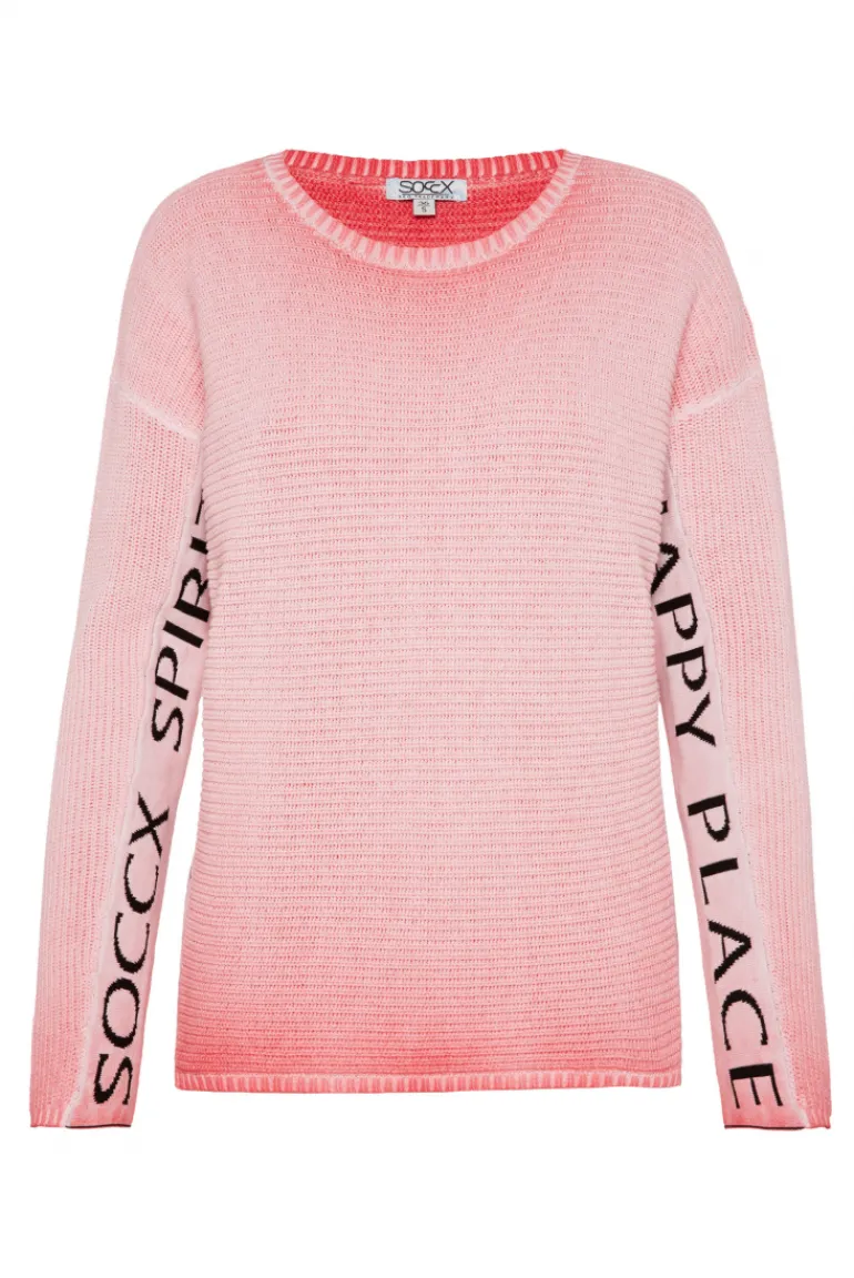 Online CAMP DAVID & SOCCX Pullover Oil Dyed mit Intarsia-Logo pure coral purecoral