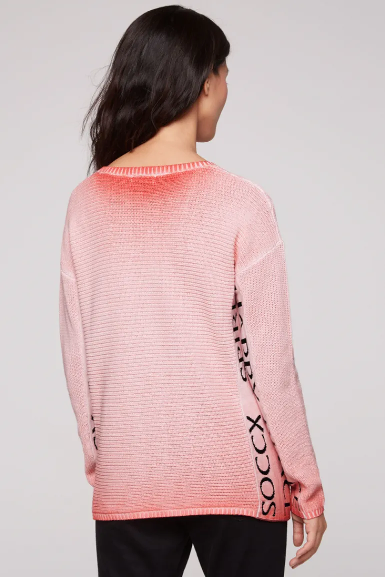 Online CAMP DAVID & SOCCX Pullover Oil Dyed mit Intarsia-Logo pure coral purecoral