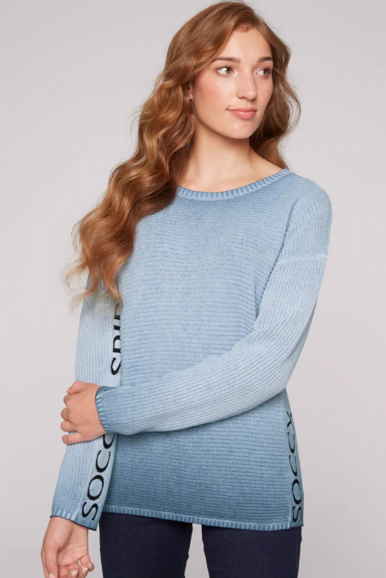 Sale CAMP DAVID & SOCCX Pullover Oil Dyed mit Intarsia-Logo smoky sky smokysky