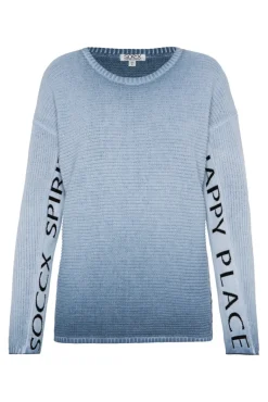Sale CAMP DAVID & SOCCX Pullover Oil Dyed mit Intarsia-Logo smoky sky smokysky