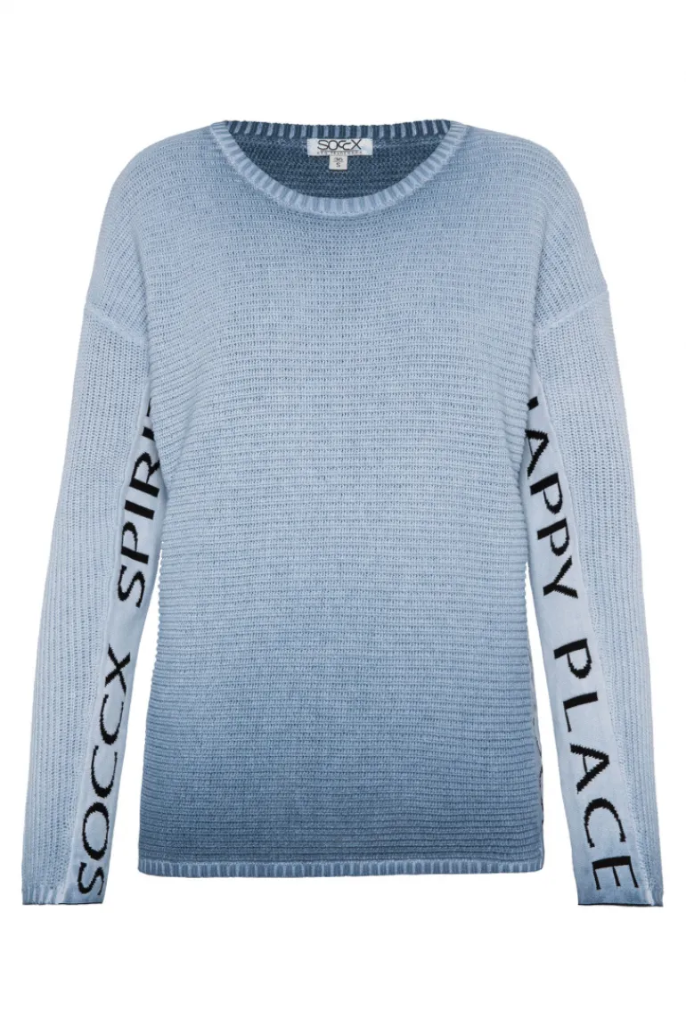 Sale CAMP DAVID & SOCCX Pullover Oil Dyed mit Intarsia-Logo smoky sky smokysky