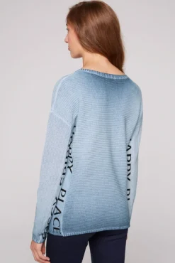 Sale CAMP DAVID & SOCCX Pullover Oil Dyed mit Intarsia-Logo smoky sky smokysky
