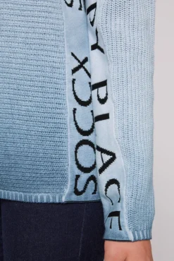 Sale CAMP DAVID & SOCCX Pullover Oil Dyed mit Intarsia-Logo smoky sky smokysky