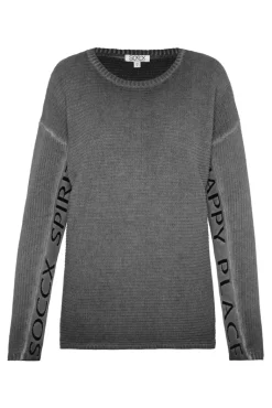 New CAMP DAVID & SOCCX Pullover Oil Dyed mit Intarsia-Logo black