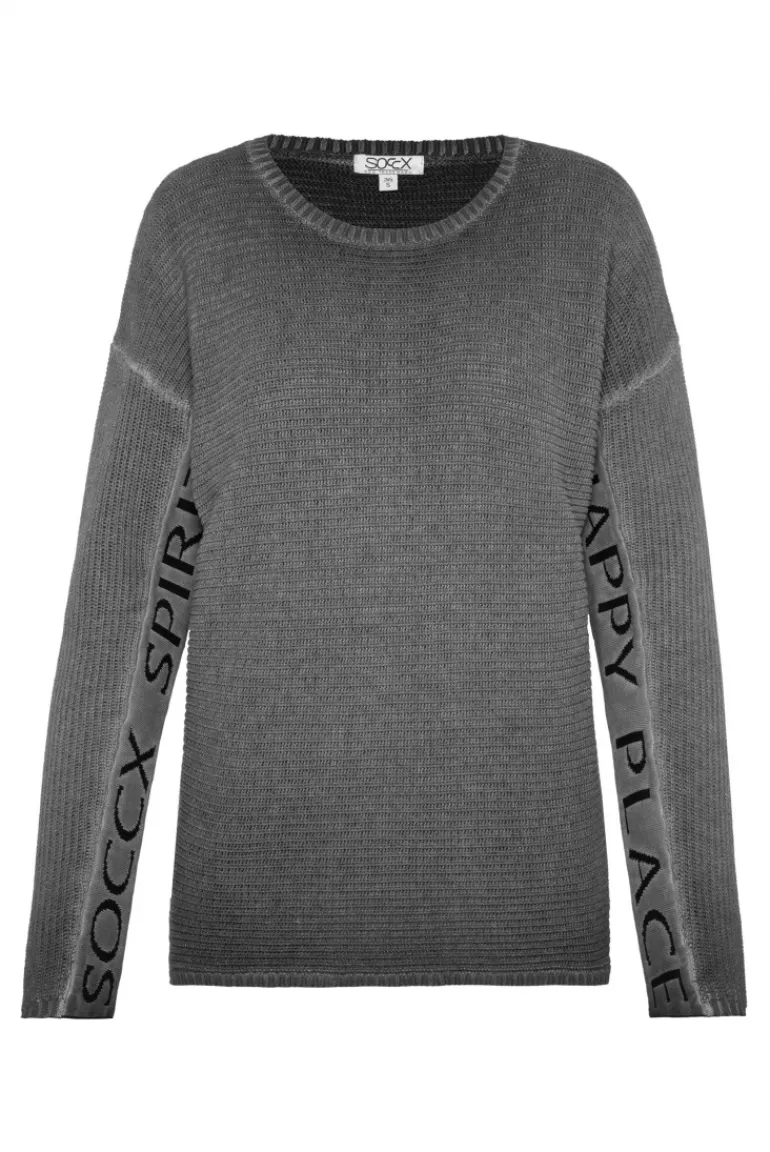 New CAMP DAVID & SOCCX Pullover Oil Dyed mit Intarsia-Logo black