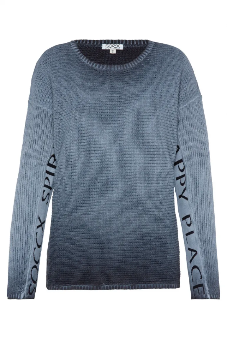 Sale CAMP DAVID & SOCCX Pullover Oil Dyed mit Intarsia-Logo blue navy bluenavy