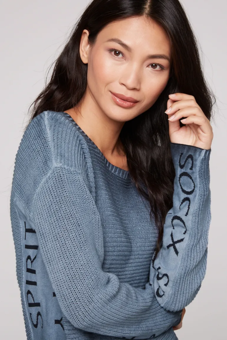 Sale CAMP DAVID & SOCCX Pullover Oil Dyed mit Intarsia-Logo blue navy bluenavy