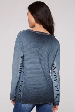 Sale CAMP DAVID & SOCCX Pullover Oil Dyed mit Intarsia-Logo blue navy bluenavy