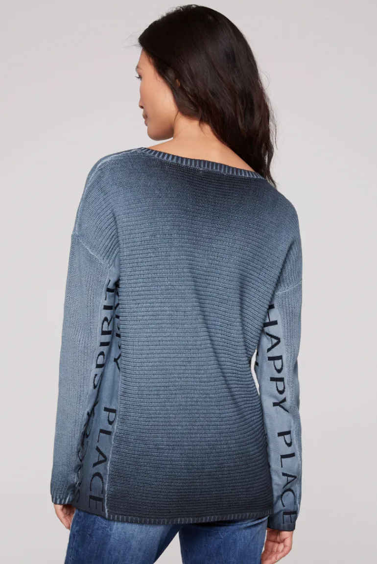 Sale CAMP DAVID & SOCCX Pullover Oil Dyed mit Intarsia-Logo blue navy bluenavy