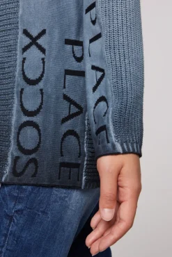 Sale CAMP DAVID & SOCCX Pullover Oil Dyed mit Intarsia-Logo blue navy bluenavy