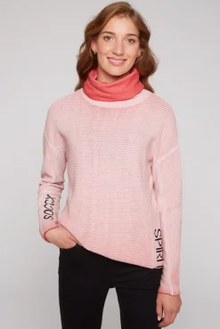 Store CAMP DAVID & SOCCX Pullover Oil Dyed mit Rollkragen und Intarsia-Logo pure coral purecoral