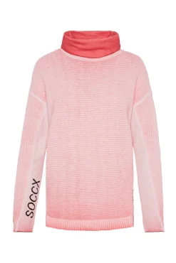 Store CAMP DAVID & SOCCX Pullover Oil Dyed mit Rollkragen und Intarsia-Logo pure coral purecoral