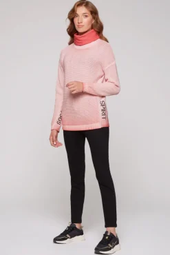 Store CAMP DAVID & SOCCX Pullover Oil Dyed mit Rollkragen und Intarsia-Logo pure coral purecoral
