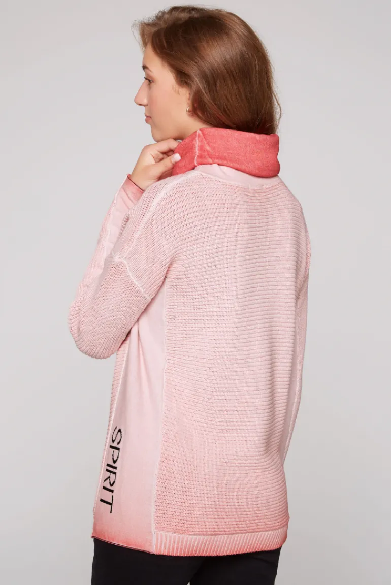 Store CAMP DAVID & SOCCX Pullover Oil Dyed mit Rollkragen und Intarsia-Logo pure coral purecoral