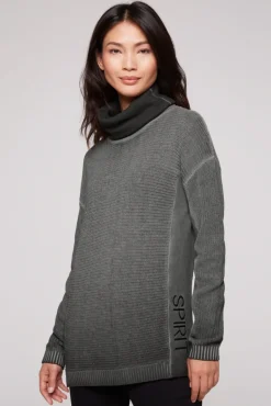 New CAMP DAVID & SOCCX Pullover Oil Dyed mit Rollkragen und Intarsia-Logo black