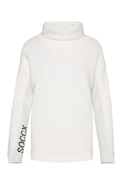 Outlet CAMP DAVID & SOCCX Pullover Oil Dyed mit Rollkragen und Intarsia-Logo ivory