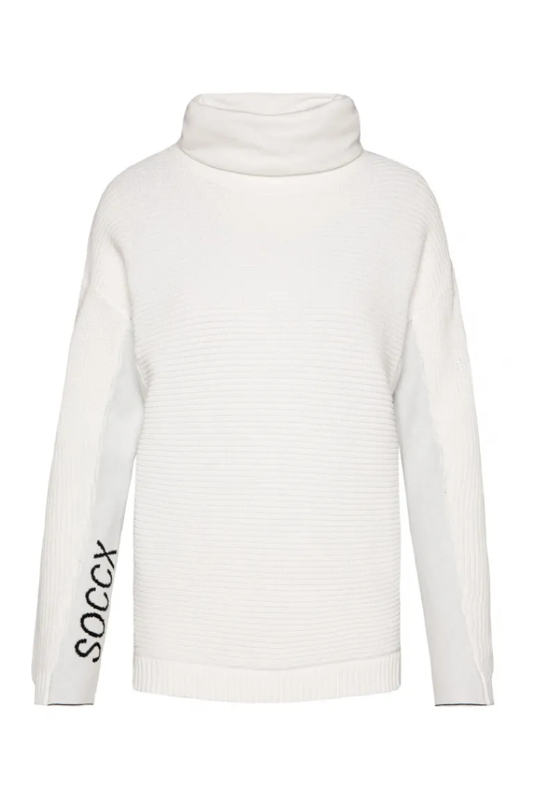 Outlet CAMP DAVID & SOCCX Pullover Oil Dyed mit Rollkragen und Intarsia-Logo ivory