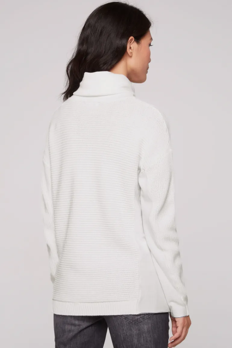 Outlet CAMP DAVID & SOCCX Pullover Oil Dyed mit Rollkragen und Intarsia-Logo ivory