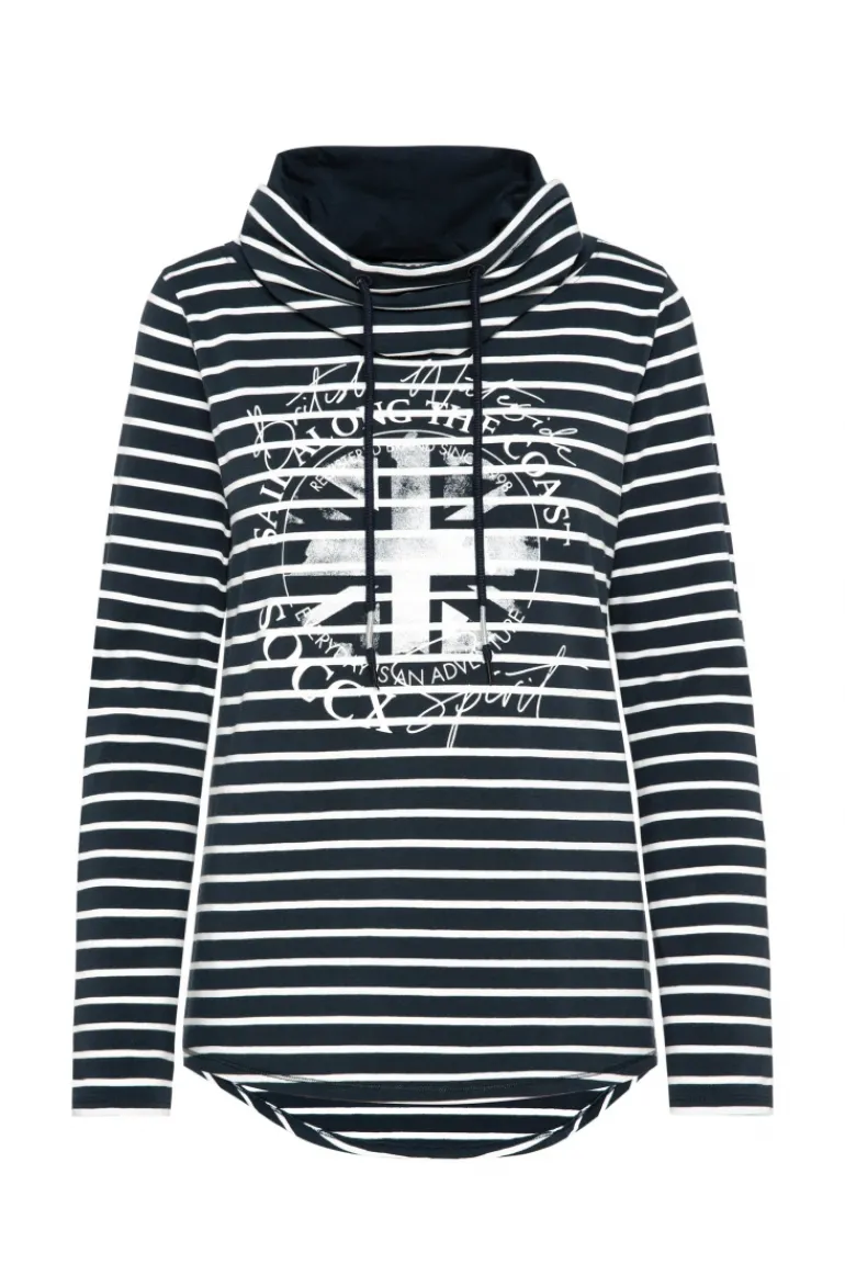 Cheap CAMP DAVID & SOCCX Ringelshirt mit hohem Kragen und Rubber-Artwork blue navy bluenavy