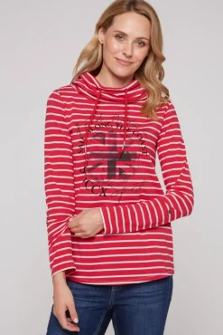 Discount CAMP DAVID & SOCCX Ringelshirt mit hohem Kragen und Rubber-Artwork clear red clearred