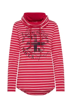 Discount CAMP DAVID & SOCCX Ringelshirt mit hohem Kragen und Rubber-Artwork clear red clearred
