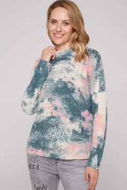 Shop CAMP DAVID & SOCCX Rippstrickpullover mit All Over Print cold grey coldgrey