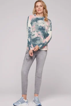 Shop CAMP DAVID & SOCCX Rippstrickpullover mit All Over Print cold grey coldgrey