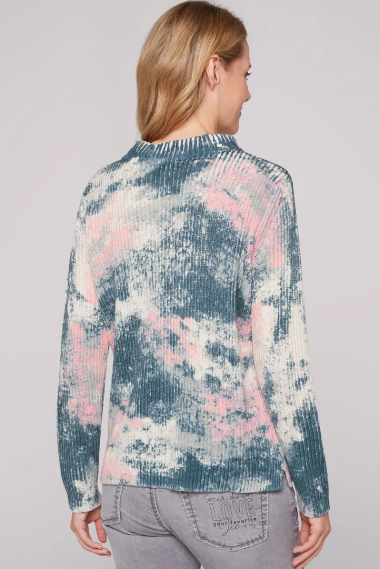 Shop CAMP DAVID & SOCCX Rippstrickpullover mit All Over Print cold grey coldgrey