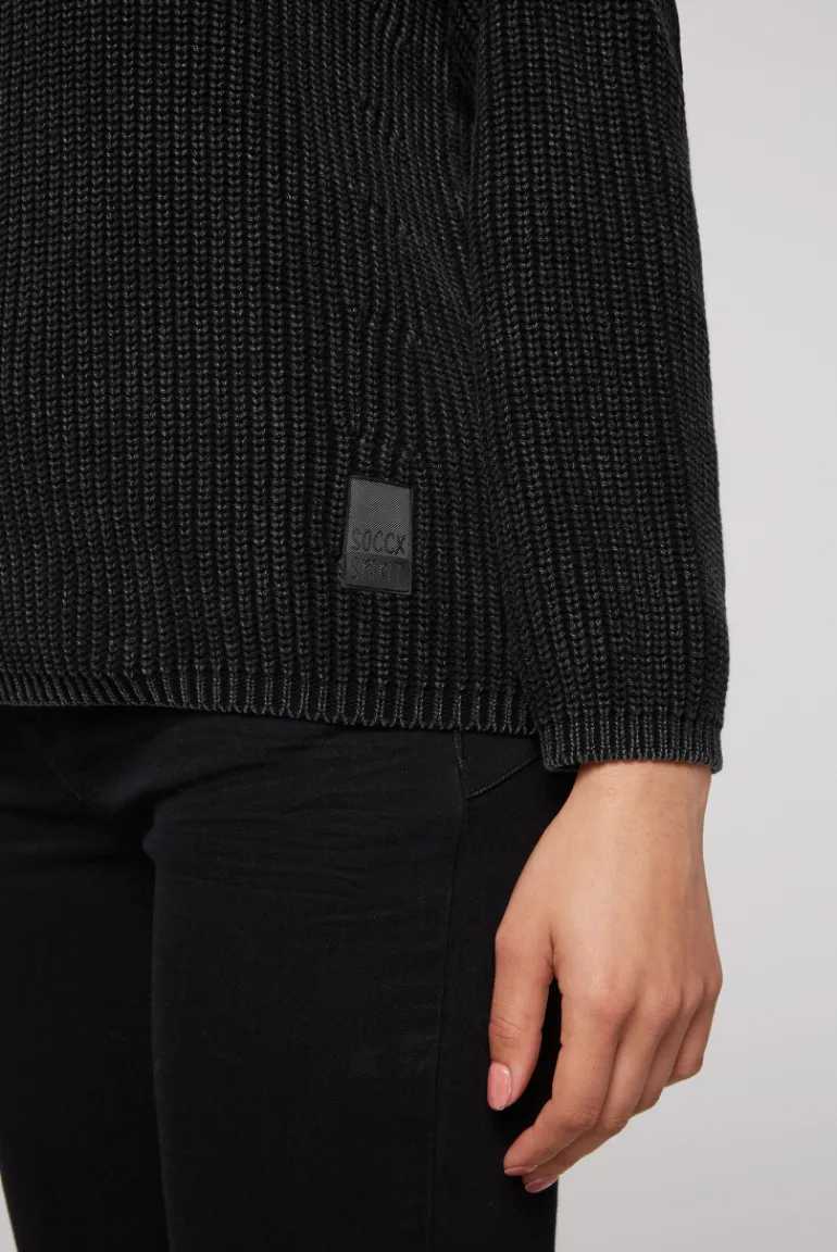 Outlet CAMP DAVID & SOCCX Rippstrickpullover Stone Washed black