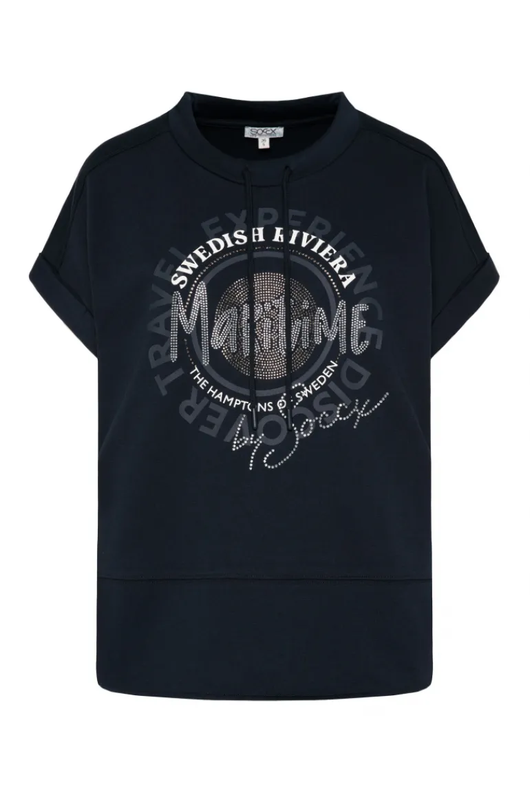 Clearance CAMP DAVID & SOCCX Ärmelloses Shirt mit Artwork aus Schmucksteinen blue navy bluenavy