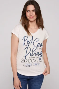 Store CAMP DAVID & SOCCX Ärmelloses Shirt mit V-Ausschnitt und Artwork ivory