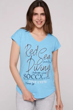 Store CAMP DAVID & SOCCX Ärmelloses Shirt mit V-Ausschnitt und Artwork aqua