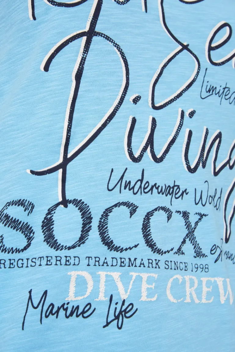 Store CAMP DAVID & SOCCX Ärmelloses Shirt mit V-Ausschnitt und Artwork aqua
