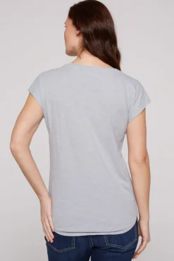 Fashion CAMP DAVID & SOCCX Ärmelloses Shirt mit V-Ausschnitt und Artwork cozy blue cozyblue