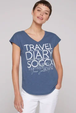 Fashion CAMP DAVID & SOCCX Ärmelloses Shirt mit V-Ausschnitt und Artwork blue haze bluehaze