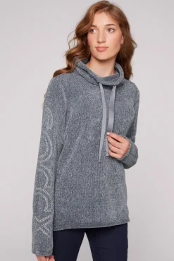 Best Sale CAMP DAVID & SOCCX Rollkragenpullover in Chenillestrick mit Logo Prints cold grey coldgrey
