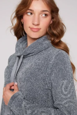 Best Sale CAMP DAVID & SOCCX Rollkragenpullover in Chenillestrick mit Logo Prints cold grey coldgrey