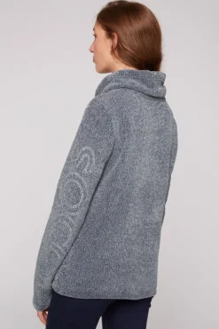 Best Sale CAMP DAVID & SOCCX Rollkragenpullover in Chenillestrick mit Logo Prints cold grey coldgrey