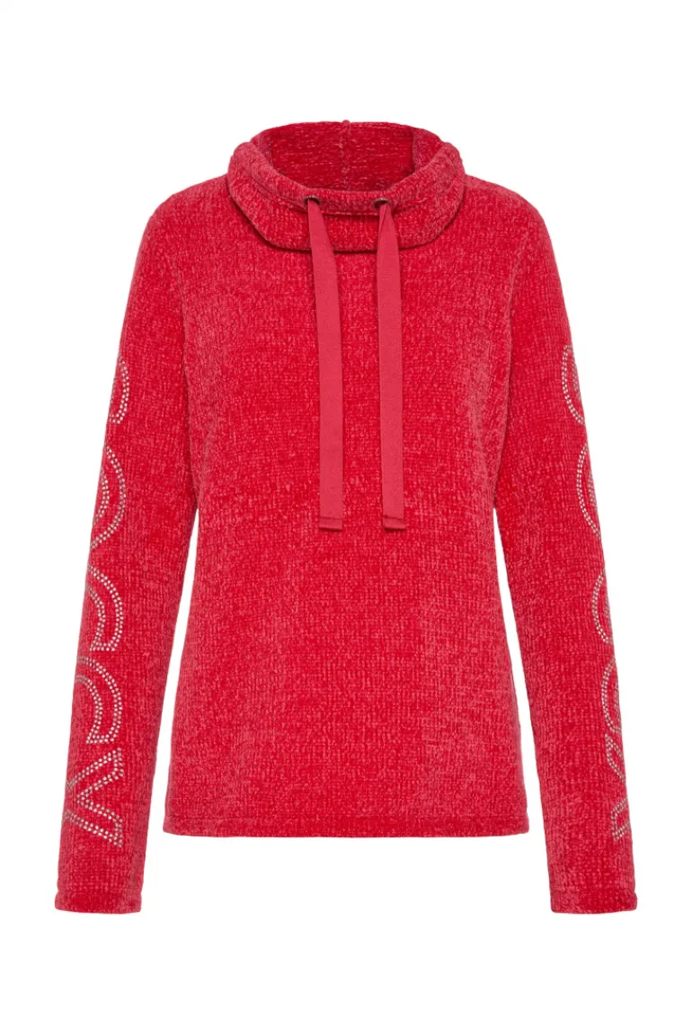 Hot CAMP DAVID & SOCCX Rollkragenpullover in Chenillestrick mit Logo Prints clear red clearred