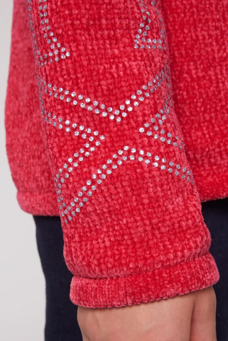 Hot CAMP DAVID & SOCCX Rollkragenpullover in Chenillestrick mit Logo Prints clear red clearred