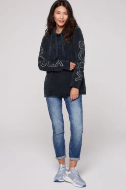 Outlet CAMP DAVID & SOCCX Rollkragenpullover in Chenillestrick mit Logo Prints blue navy bluenavy