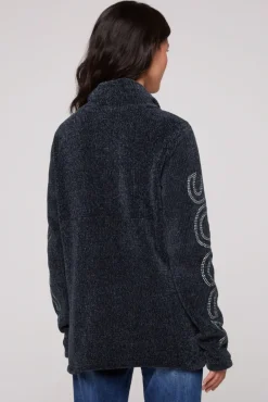 Outlet CAMP DAVID & SOCCX Rollkragenpullover in Chenillestrick mit Logo Prints blue navy bluenavy