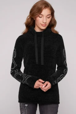 Sale CAMP DAVID & SOCCX Rollkragenpullover in Chenillestrick mit Logo Prints black