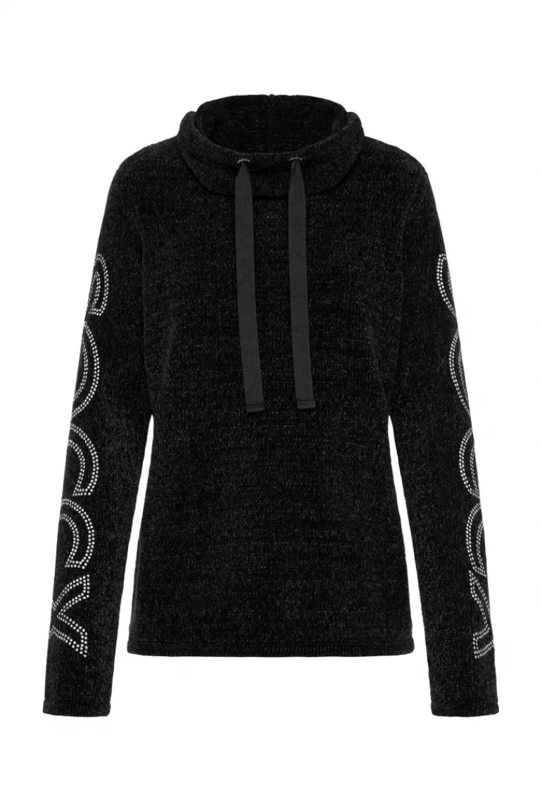Sale CAMP DAVID & SOCCX Rollkragenpullover in Chenillestrick mit Logo Prints black