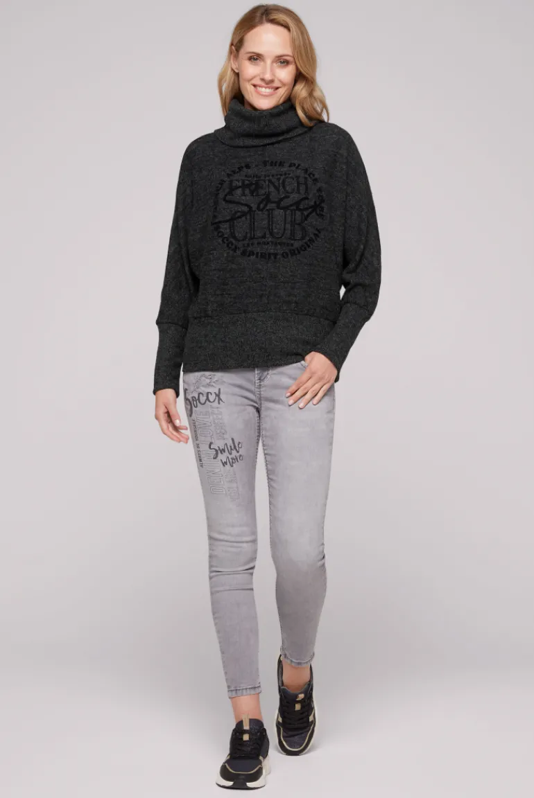 Flash Sale CAMP DAVID & SOCCX Rollkragenpullover mit Fledermausärmeln black melange blackmelange