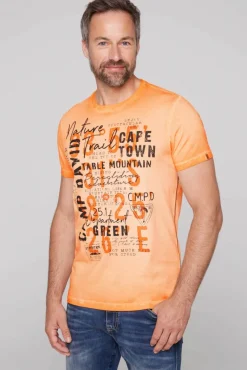 Flash Sale CAMP DAVID & SOCCX Rundhalsshirt Oil Dyed mit Label Print sunrise orange sunriseorange