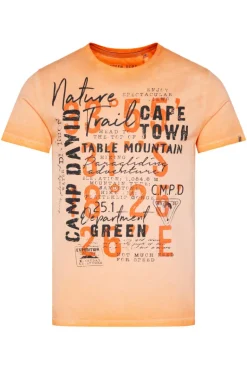 Flash Sale CAMP DAVID & SOCCX Rundhalsshirt Oil Dyed mit Label Print sunrise orange sunriseorange