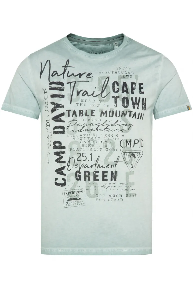 Sale CAMP DAVID & SOCCX Rundhalsshirt Oil Dyed mit Label Print teal